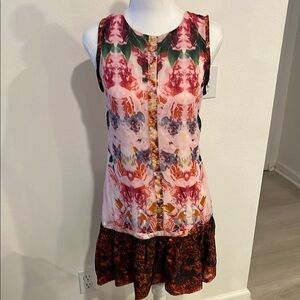 W118 by Walter Baker Pink and Red Ruffled Tiered Sundress